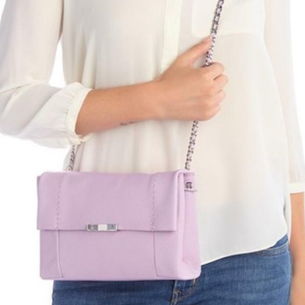 TED BAKER Clarria Bow Leather Crossbody Bag Light Purple